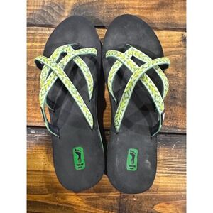 Teva Mush Strappy Sandals Womens Size 9 Green Pattern Comfort Flip Flops Beach
